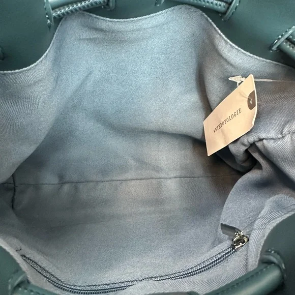 Anthropologie Blue Suede Crossbody Bag with Faux Fur Trim NWTS - Picture 6 of 7